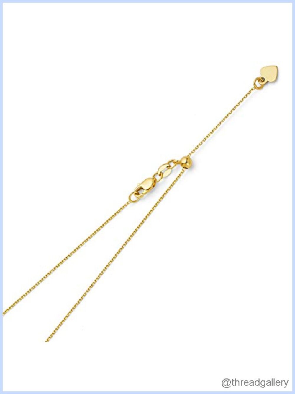 14k Real Gold 1mm Cable Link Adjustable Chain Necklace Lobster Clasp
